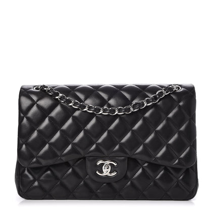 Chanel Lambskin Quilted Jumbo Double Flap Black 1 of 8