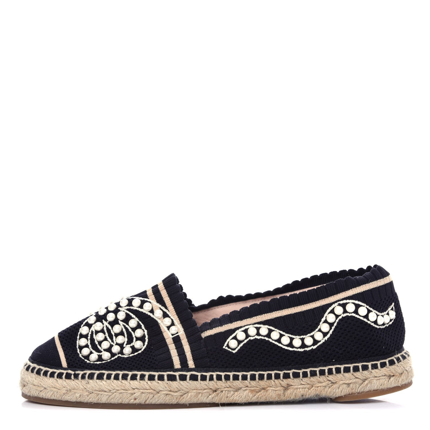 Fendi Knit Pearlescent Espadrille 39.5 Black 1 of 9