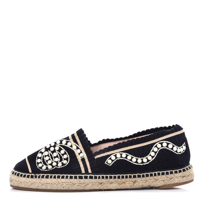 Fendi Knit Pearlescent Espadrille 39.5 Black 1 of 9