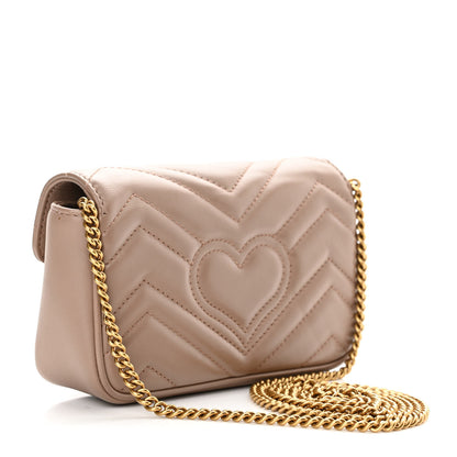 Gucci Calfskin Matelasse Super Mini GG Marmont Shoulder Bag Porcelain Rose 3 of 17