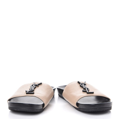 Saint Laurent Lambskin Joan 05 Slide Sandals 37.5 Powder Black 5 of 13