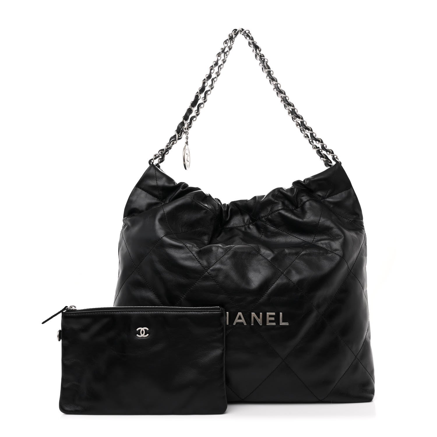 Chanel Shiny Calfskin Quilted Chanel 22 Black 3 of 13