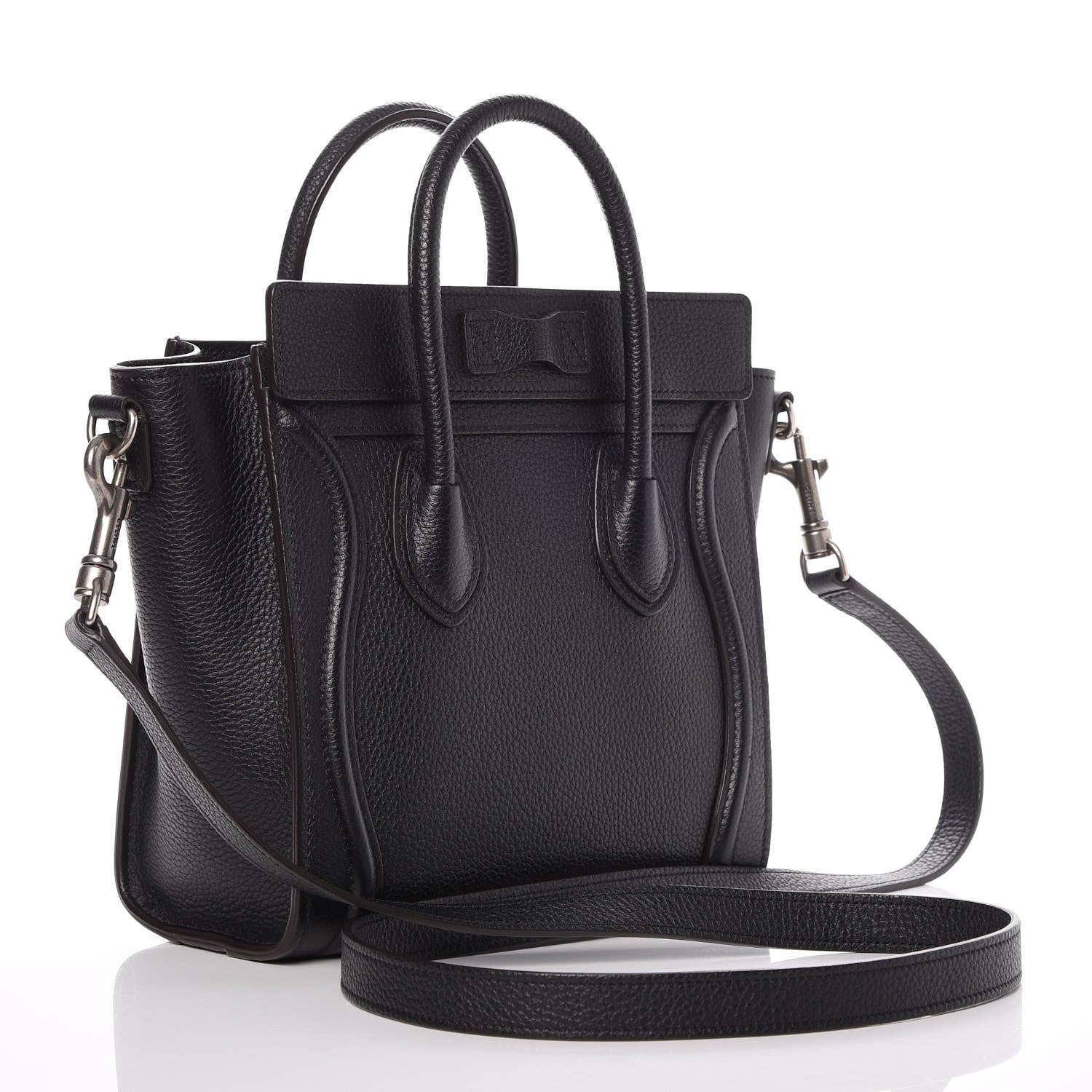 Celine Drummed Calfskin Nano Luggage Black 4 of 9