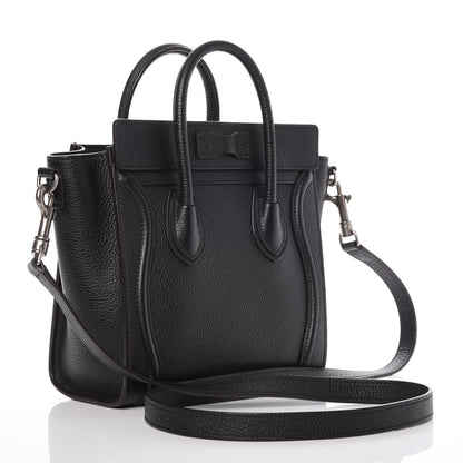 Celine Drummed Calfskin Nano Luggage Black 4 of 9