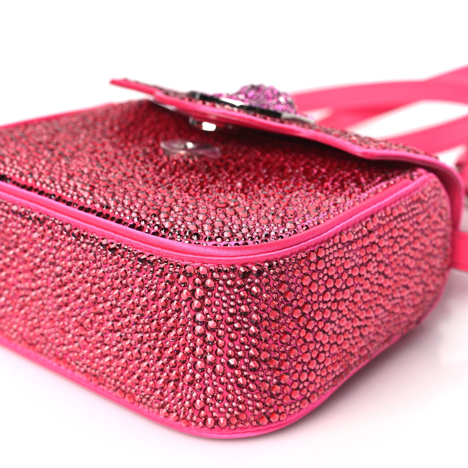 Versace Satin Crystal Studded Mini La Medusa Bag Pink 9 of 9