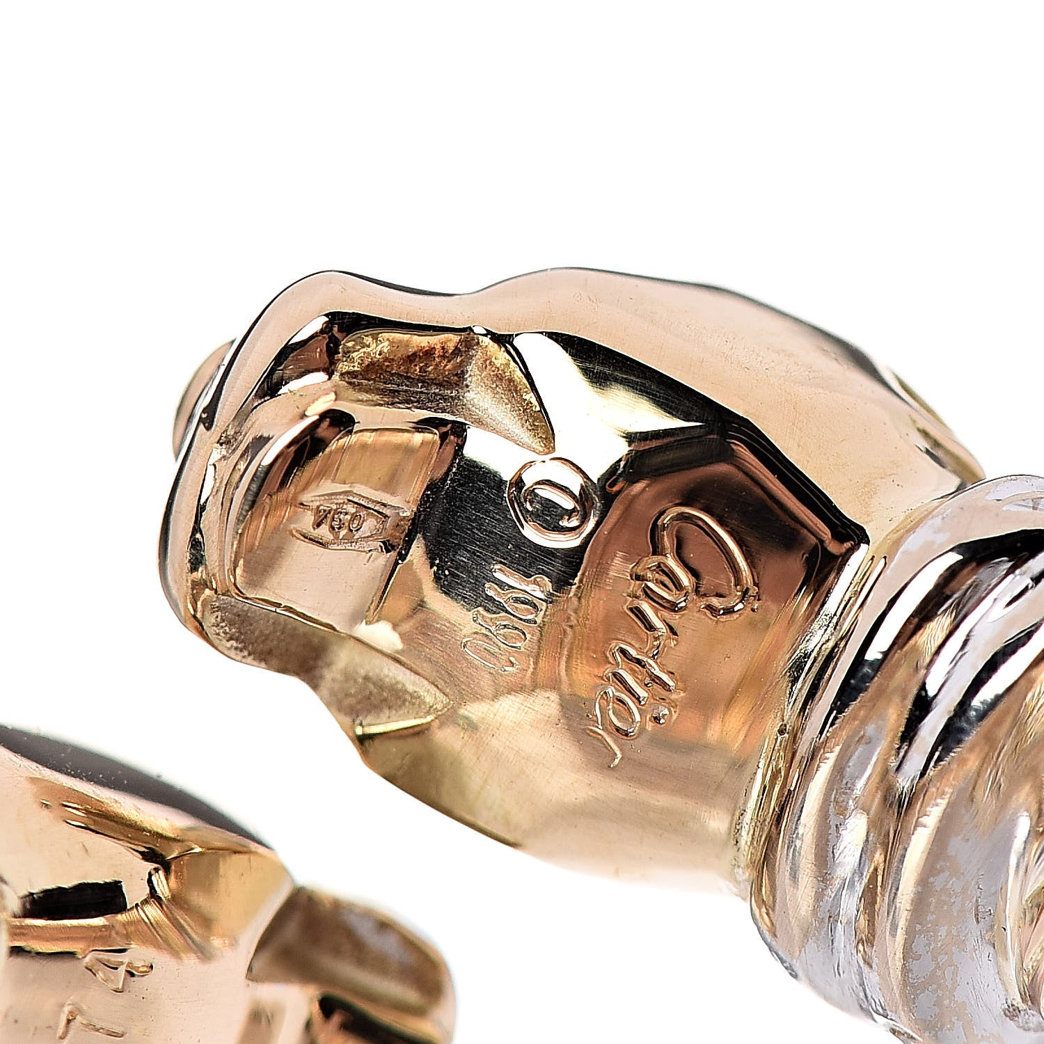Cartier 18K Yellow White Gold Diamond Panthère De Bypass Ring 49 4.75 5 of 6