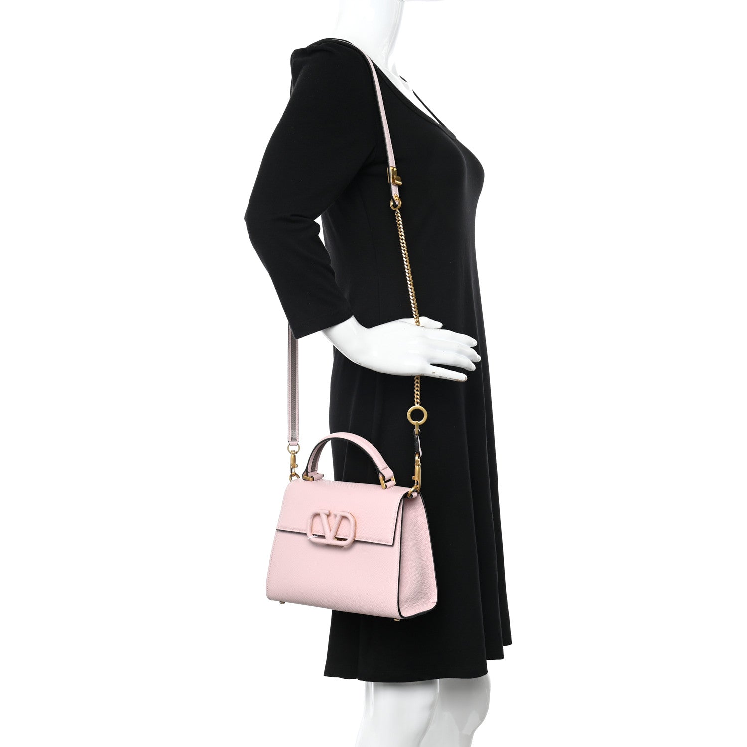 Valentino Garavani Grainy Calfskin Small VSling Top Handle Bag Rose Quartz 2 of 11
