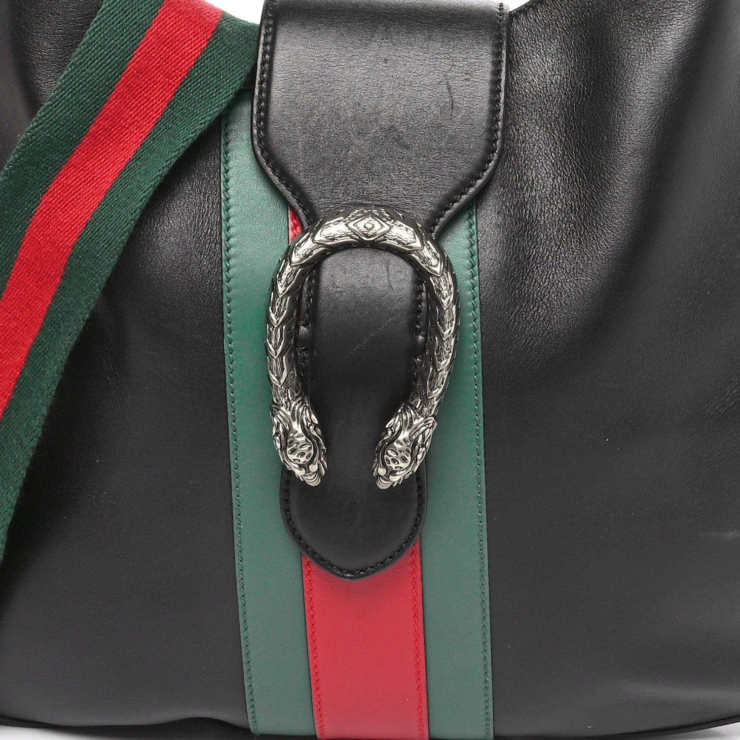 Gucci Calfskin Web Stripe Medium Dionysus Hobo Black 8 of 11