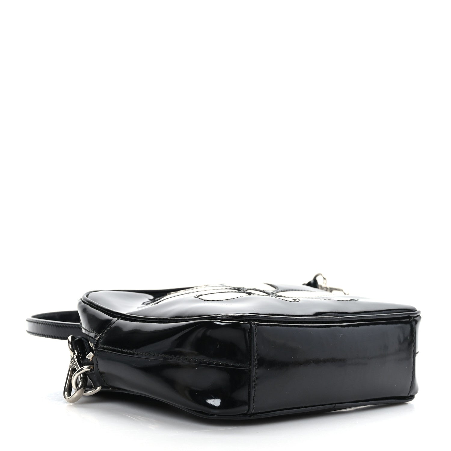 Prada Spazzolato Floral Camera Crossbody Black White 4 of 9