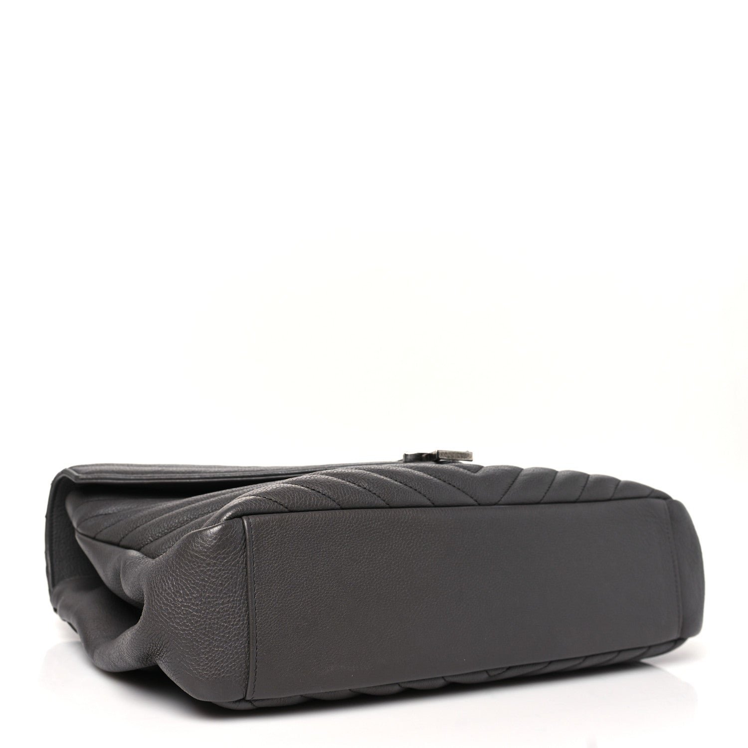 Saint Laurent Sheepskin Matelasse Chevron Monogram Large College Satchel Dark Anthracite 4 of 13