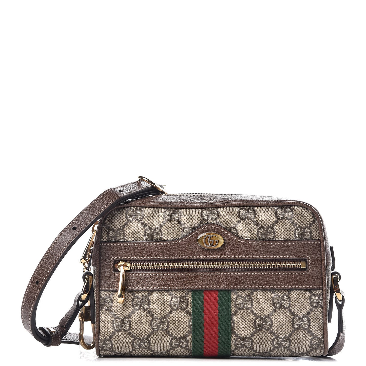 GG Supreme Monogram Web Mini Ophidia Shoulder Bag Brown