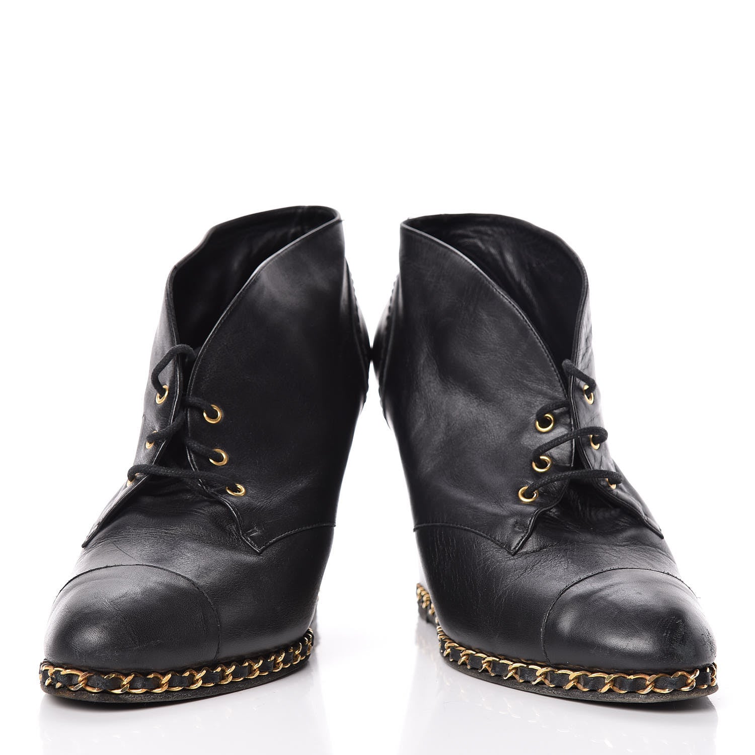 Chanel Lambskin CC Chain Wedge Boots 40 Black 7 of 12