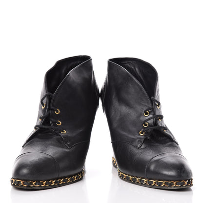 Chanel Lambskin CC Chain Wedge Boots 40 Black 7 of 12