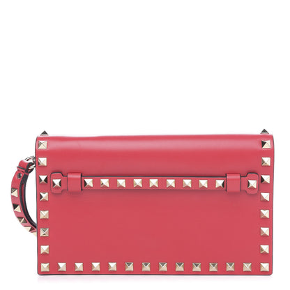 Valentino Garavani Nappa Small Rockstud Wristlet Clutch Fragola 1 of 9