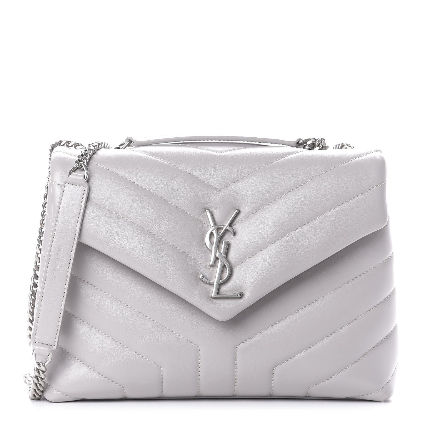 Calfskin Y Quilted Monogram Small Loulou Chain Satchel Granite