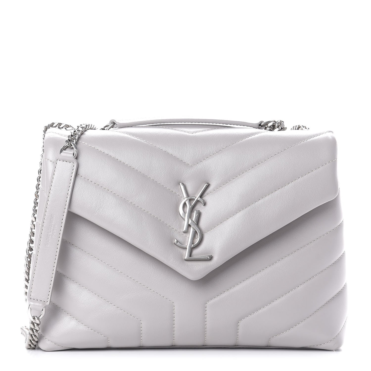 Saint Laurent Calfskin Y Quilted Monogram Small Loulou Chain Satchel Granite 1 of 11