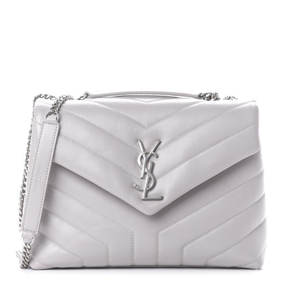 Saint Laurent Calfskin Y Quilted Monogram Small Loulou Chain Satchel Granite 1 of 11