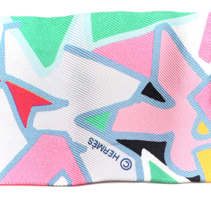 Hermes Silk Graff Graffiti Twilly Menthol Rose Jaune 3 of 4