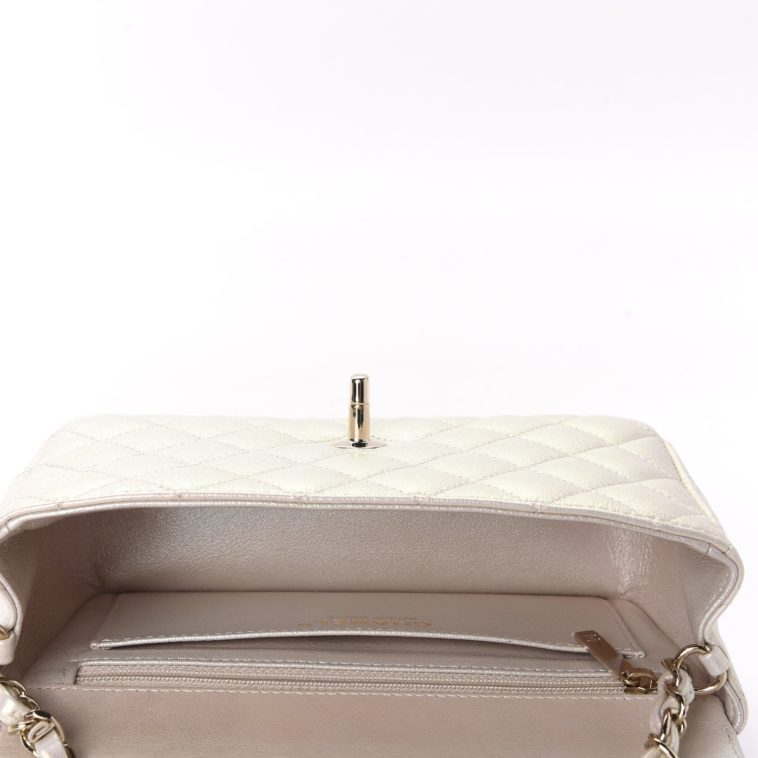 Chanel Iridescent Lambskin Quilted Mini Rectangular Flap Ivory 5 of 11