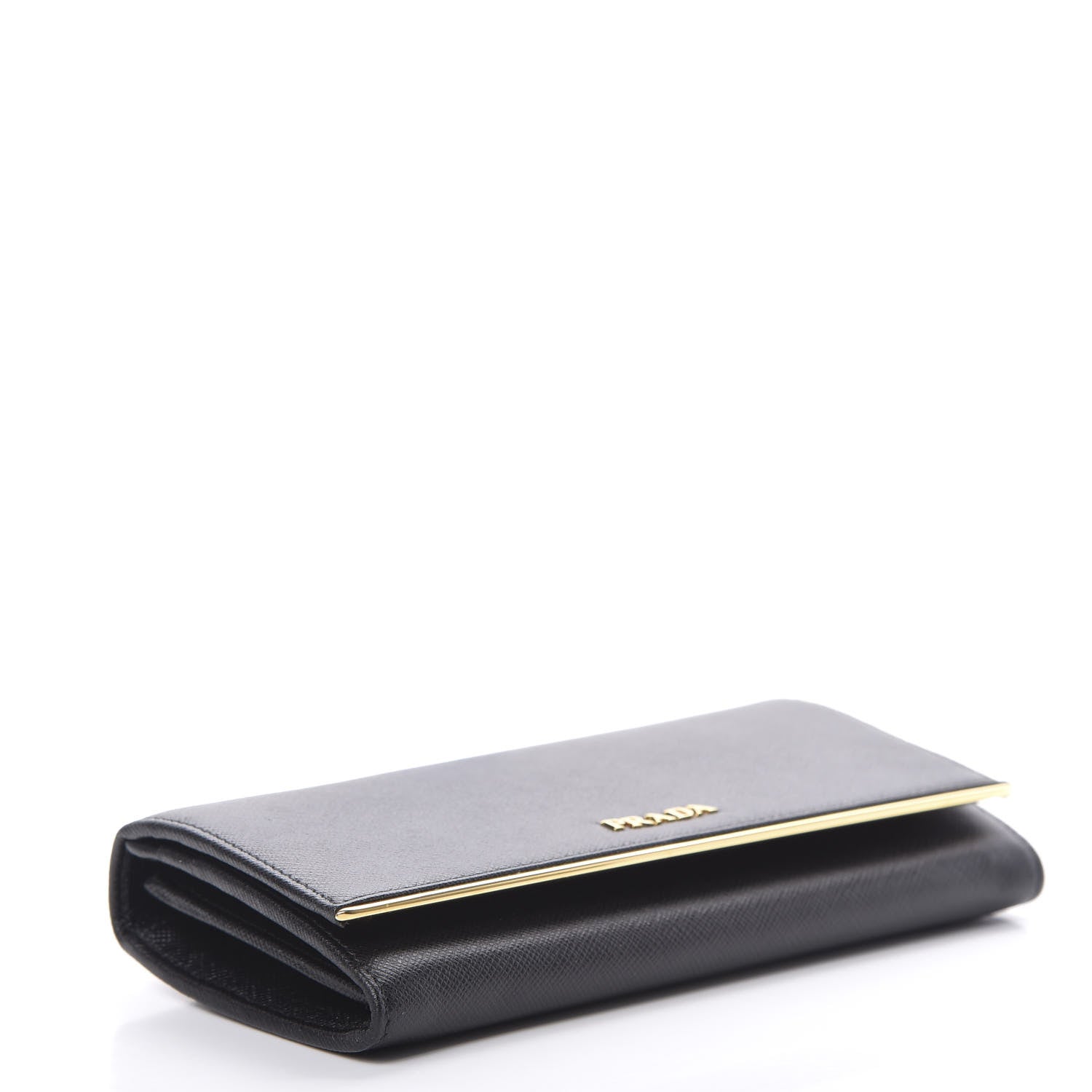 Prada Saffiano Metal Bar Continental Flap Wallet Black 5 of 9