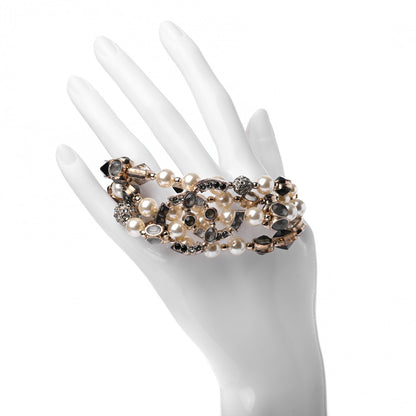 Chanel Pearl Resin Crystal CC Multi Strand Bracelet Gold 2 of 4
