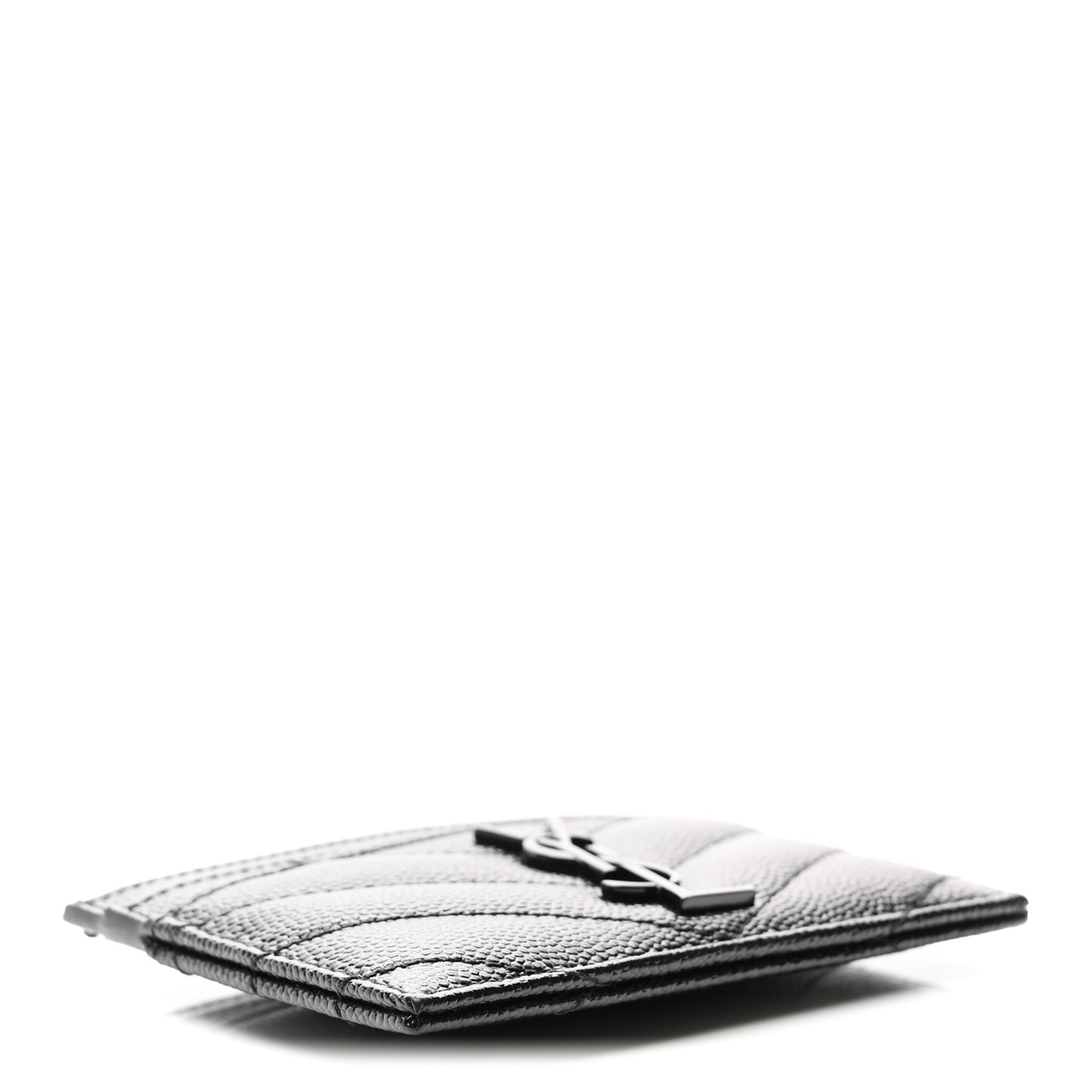 Grain De Poudre Matelasse Chevron Monochrome Monogram Credit Card Case Black