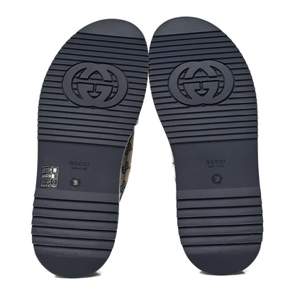 Gucci Monogram Criss Cross Platform Slide Sandals 39 Beige Blue 5 of 8