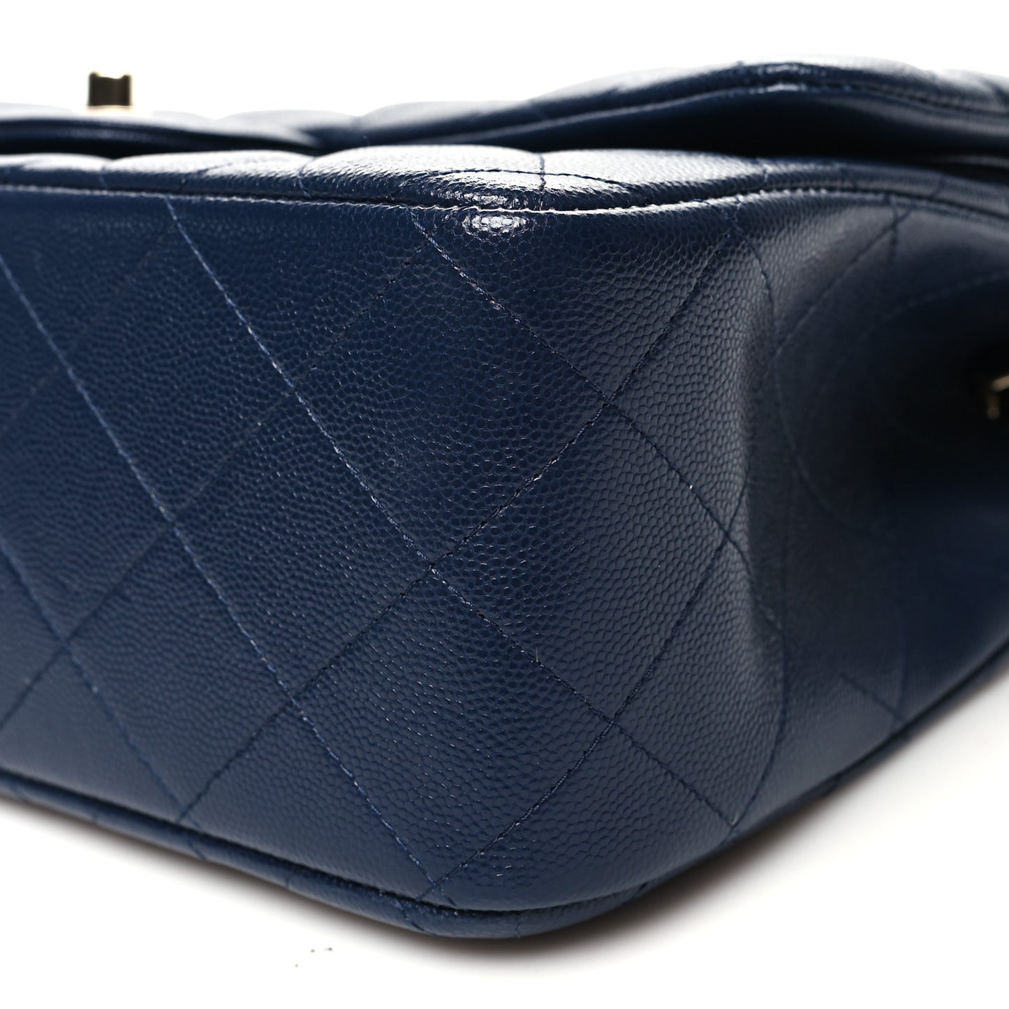 Caviar Quilted Jumbo Double Flap Navy Blue