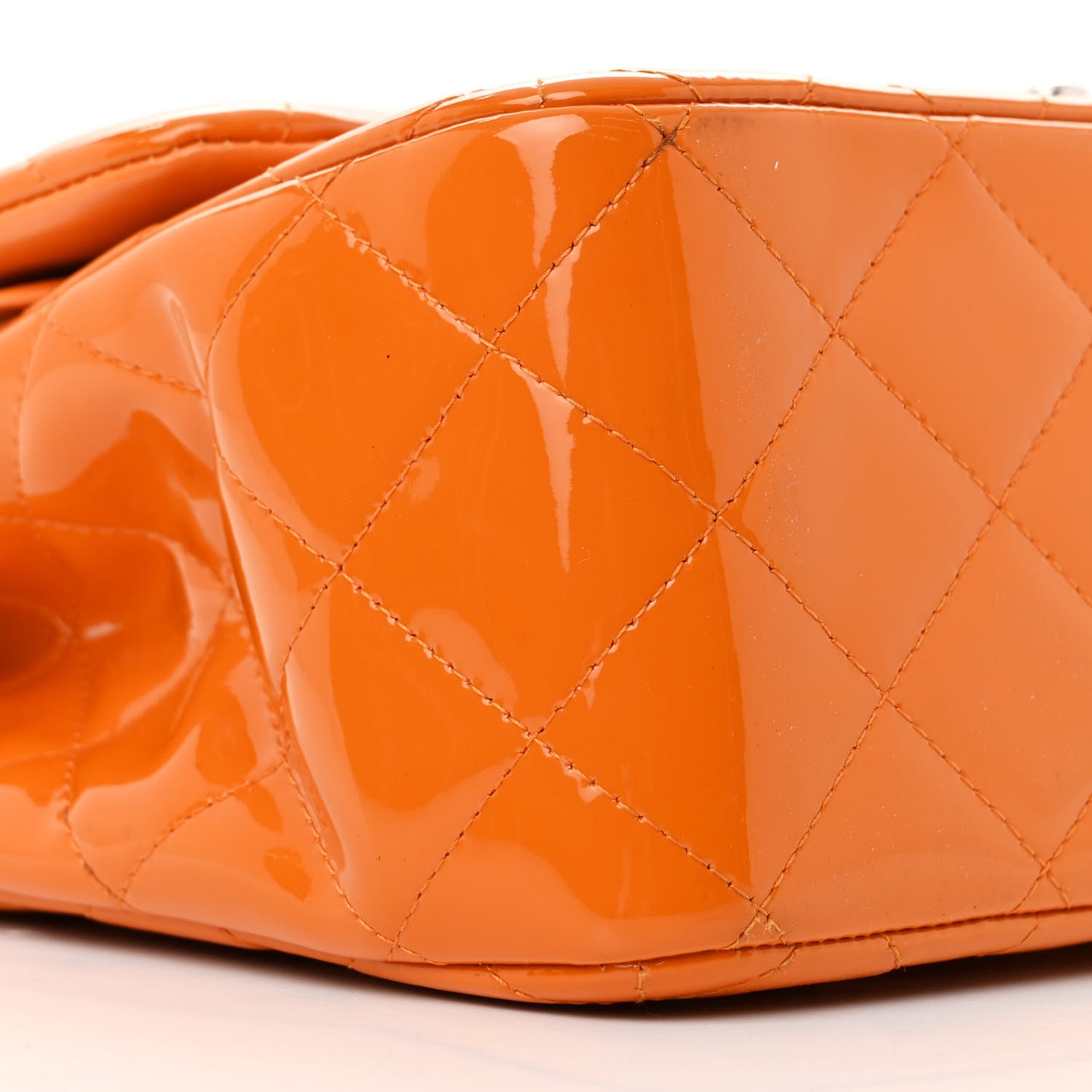 Patent Quilted Jumbo Double Flap Orange