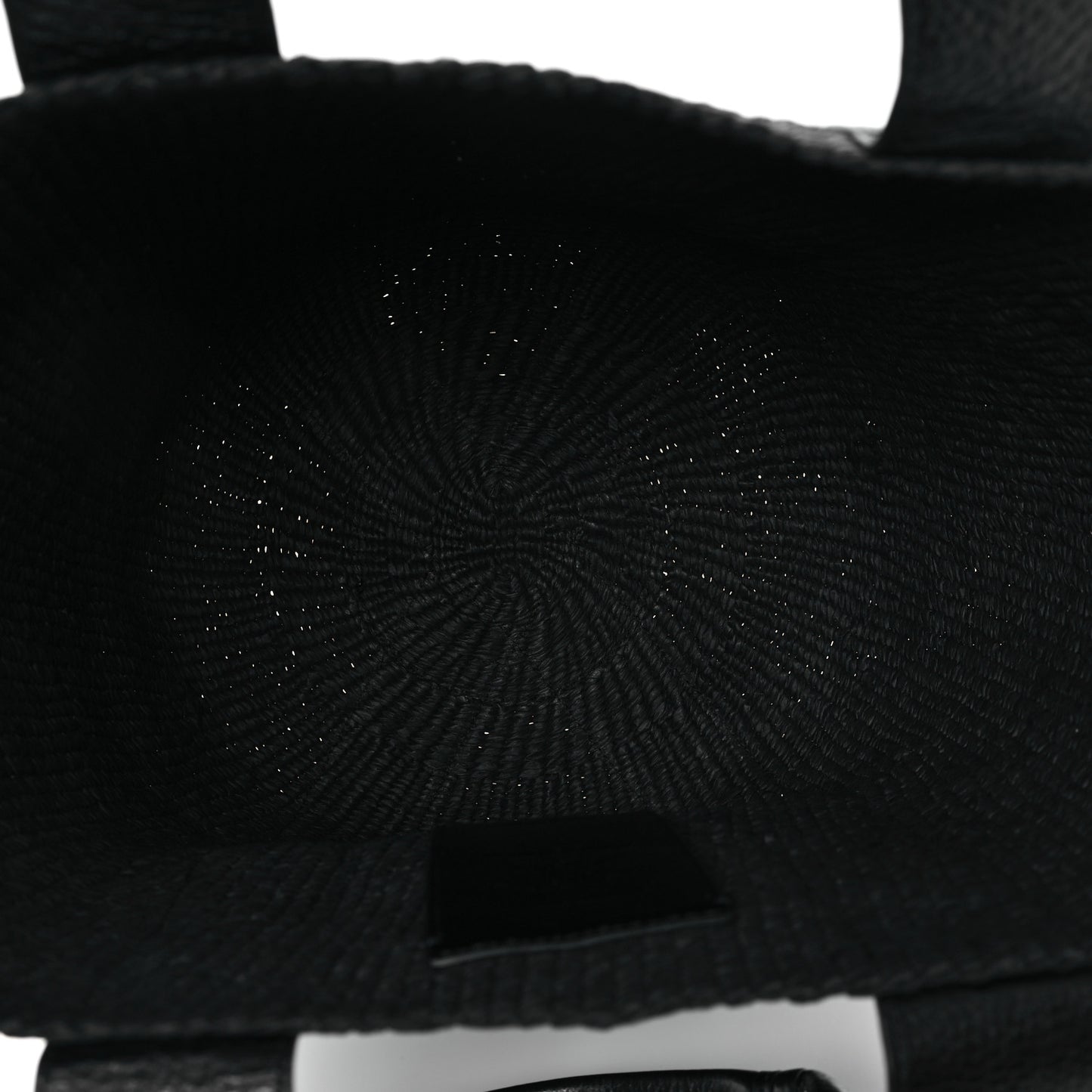 Raffia Calfskin Large Woody Basket Bag Black