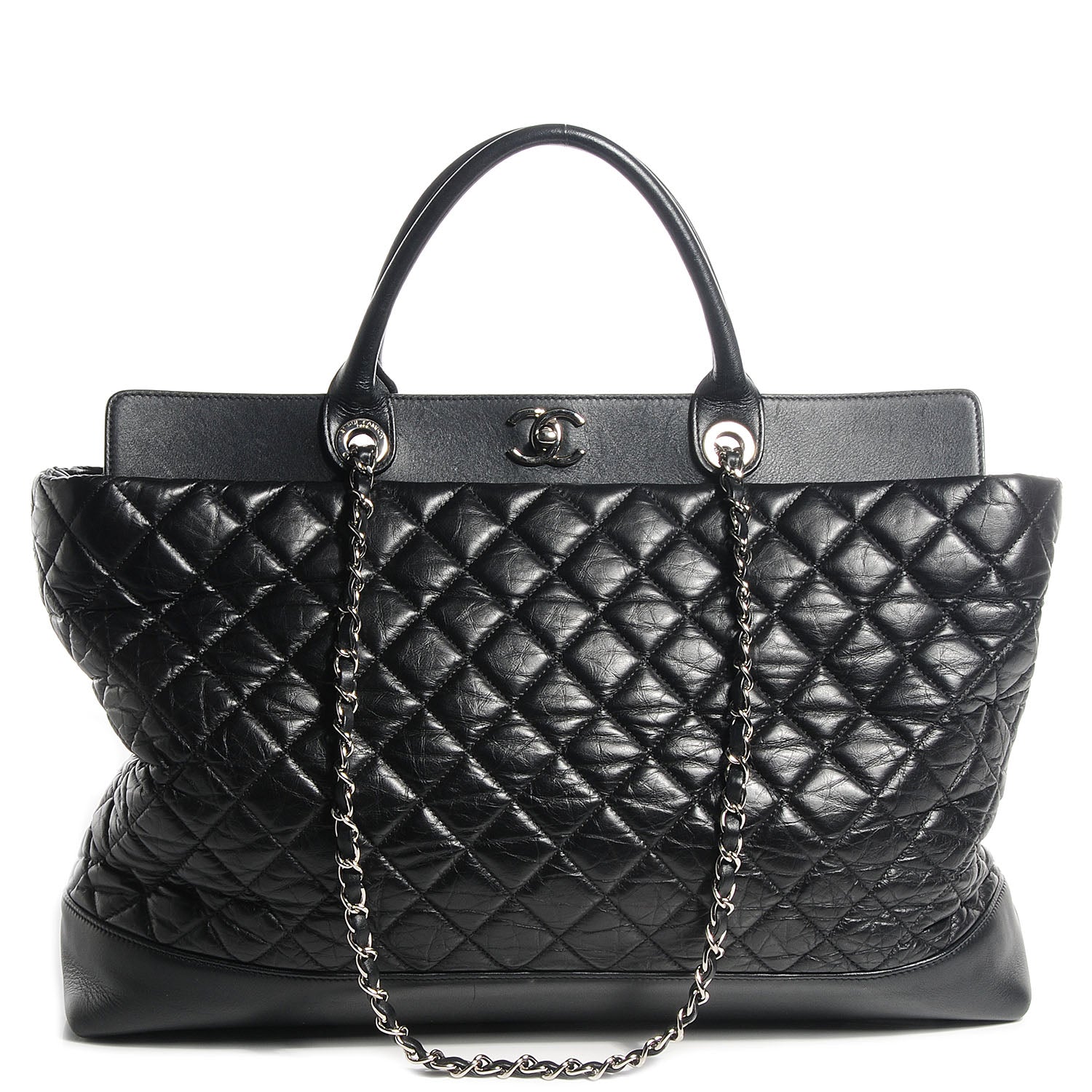 Chanel Aged Calfskin Quilted Be CC Tote Black 1 of 8