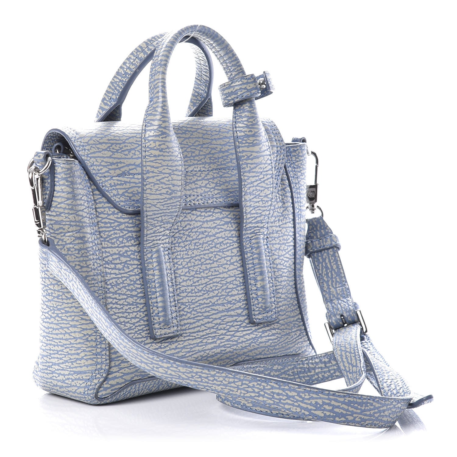 3.1 Phillip Lim 3.1 Textured Calfskin Mini Pashli Satchel Blue Ivory 3 of 10