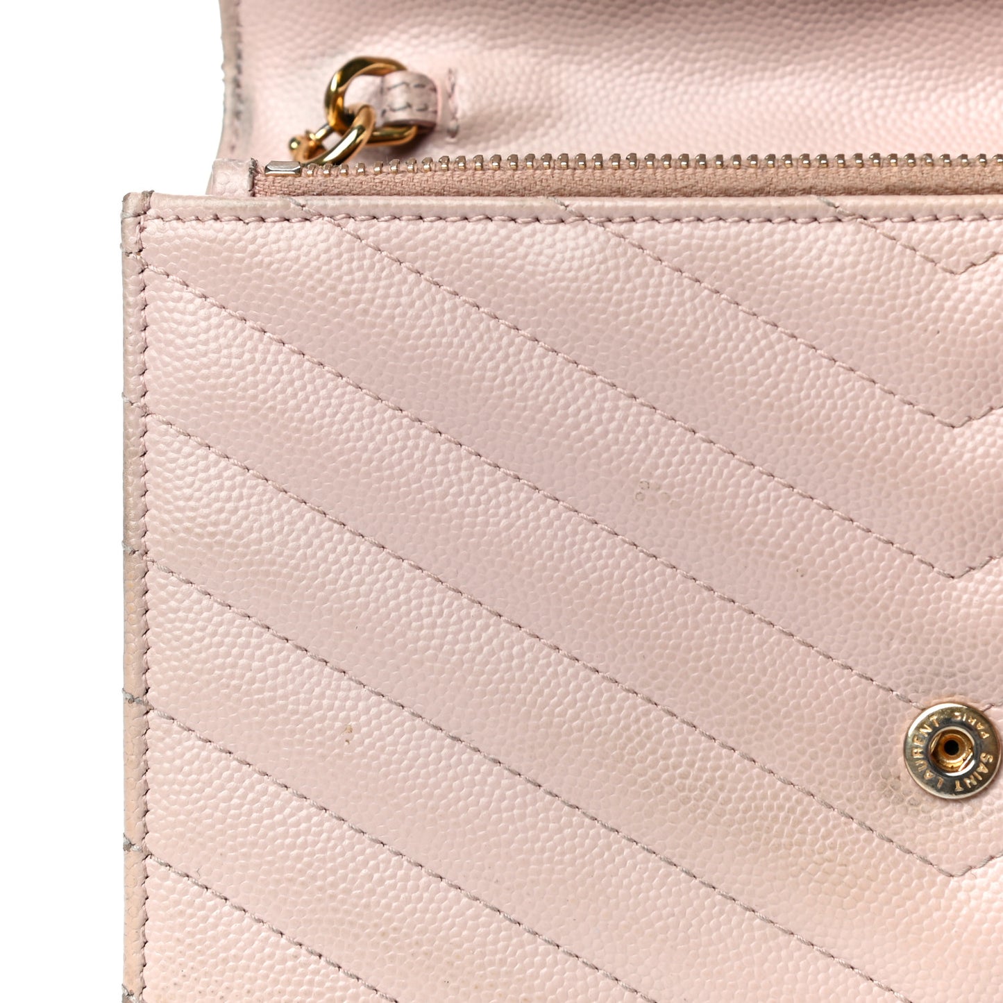 Grain De Poudre Matelasse Chevron Monogram Envelope Chain Wallet Nude Powder