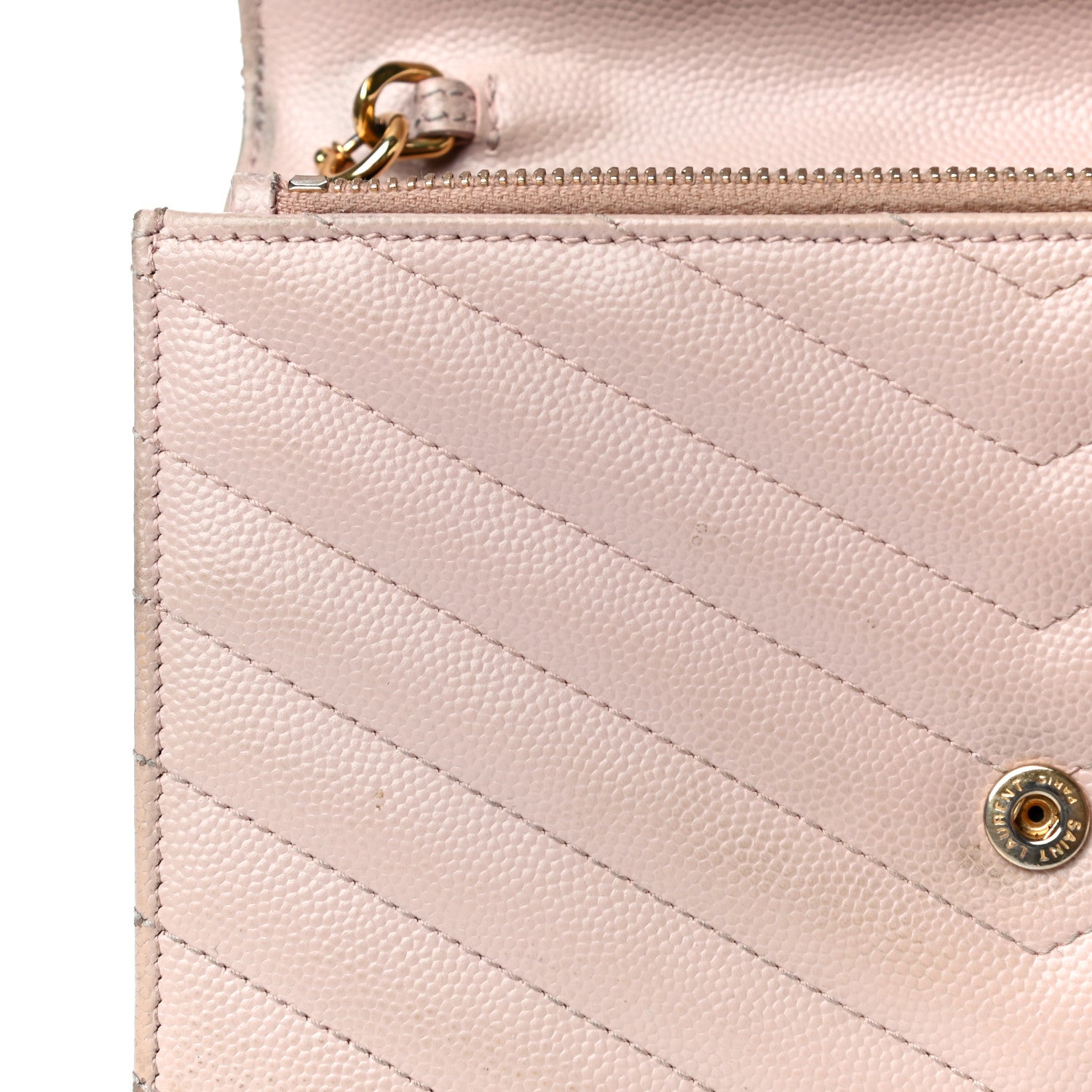 Saint Laurent Grain De Poudre Matelasse Chevron Monogram Envelope Chain Wallet Nude Powder 18 of 30