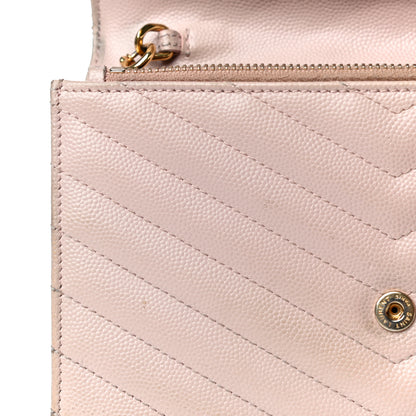 Saint Laurent Grain De Poudre Matelasse Chevron Monogram Envelope Chain Wallet Nude Powder 18 of 30
