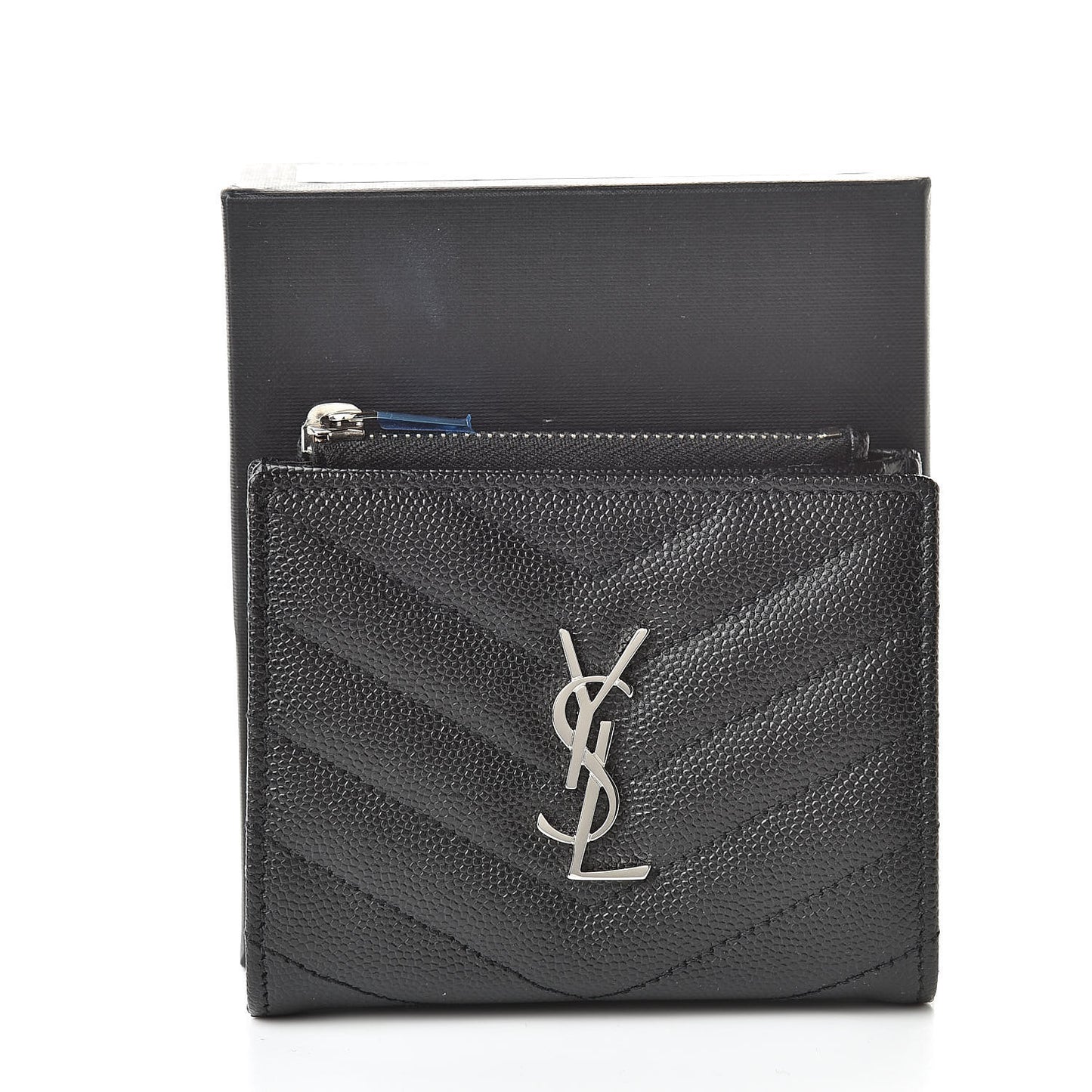 Grain De Poudre Matelasse Chevron Monogram Zipped Card Case Black
