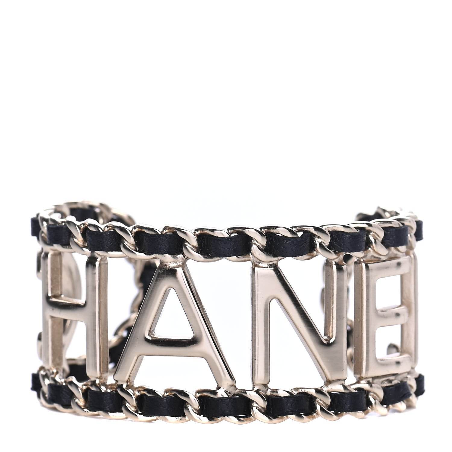 Chanel Lambskin Vintage Allure Cuff Bracelet M Black Gold 1 of 4