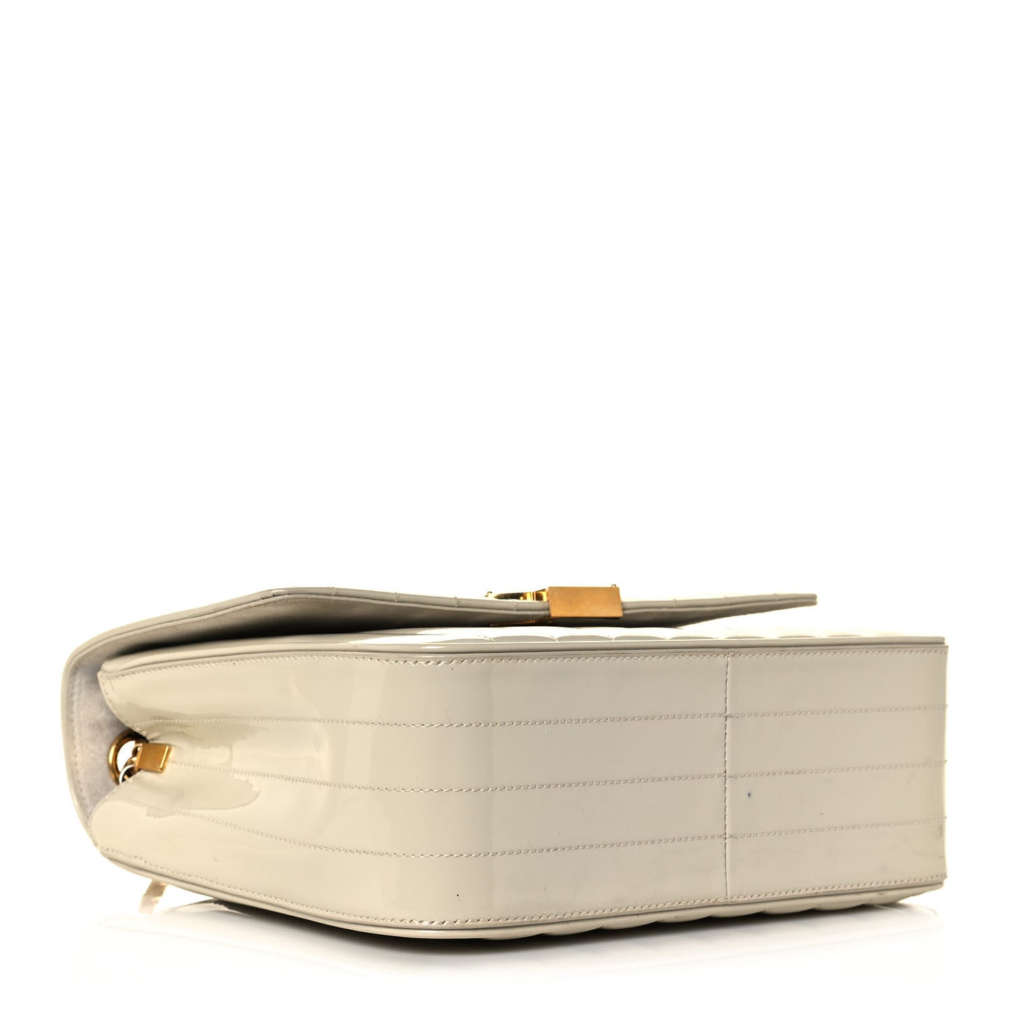 Patent Matelasse Monogram Large Vicky Chain Bag White