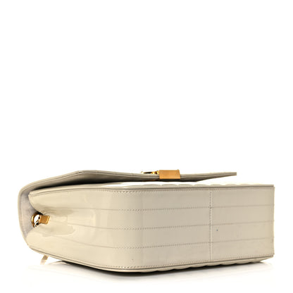 Saint Laurent Patent Matelasse Monogram Large Vicky Chain Bag White 4 of 19