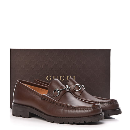 Gucci Laredo Calfskin Mens Horsebit Lug Sole Loafers 12 Brown 10 of 10