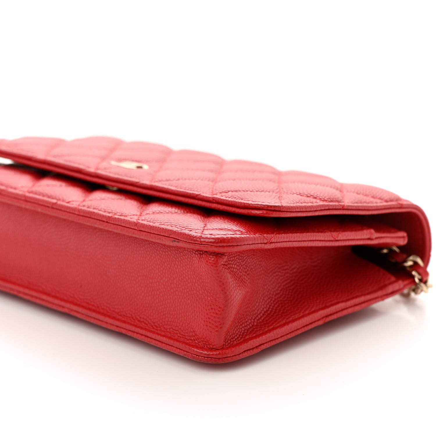 Chanel Caviar Quilted Wallet on Chain WOC Dark Red 10 of 12