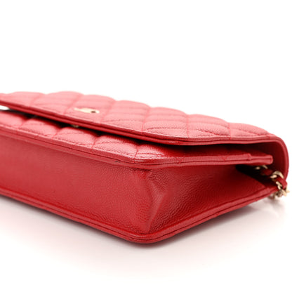 Chanel Caviar Quilted Wallet on Chain WOC Dark Red 10 of 12