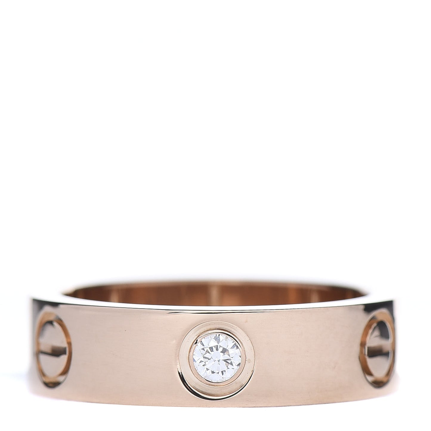 18K Pink Gold 3 Diamond 5.5mm LOVE Ring 55 7.25