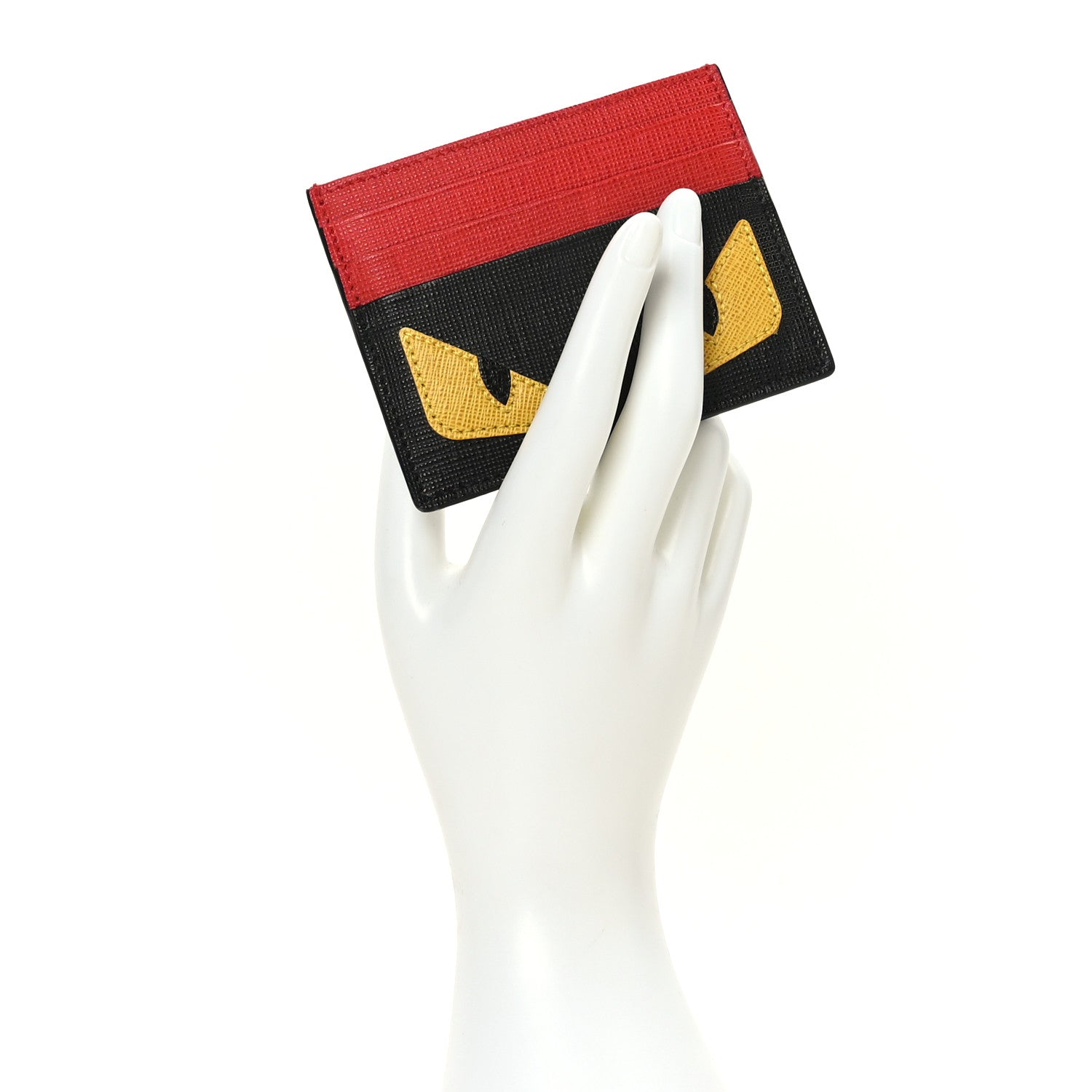 Fendi Vitello Elite Monster Eyes Card Holder Black Yellow Red 2 of 8