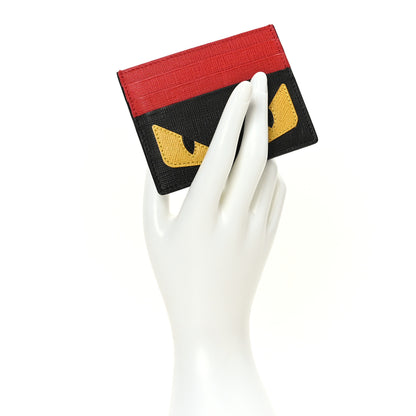 Fendi Vitello Elite Monster Eyes Card Holder Black Yellow Red 2 of 8