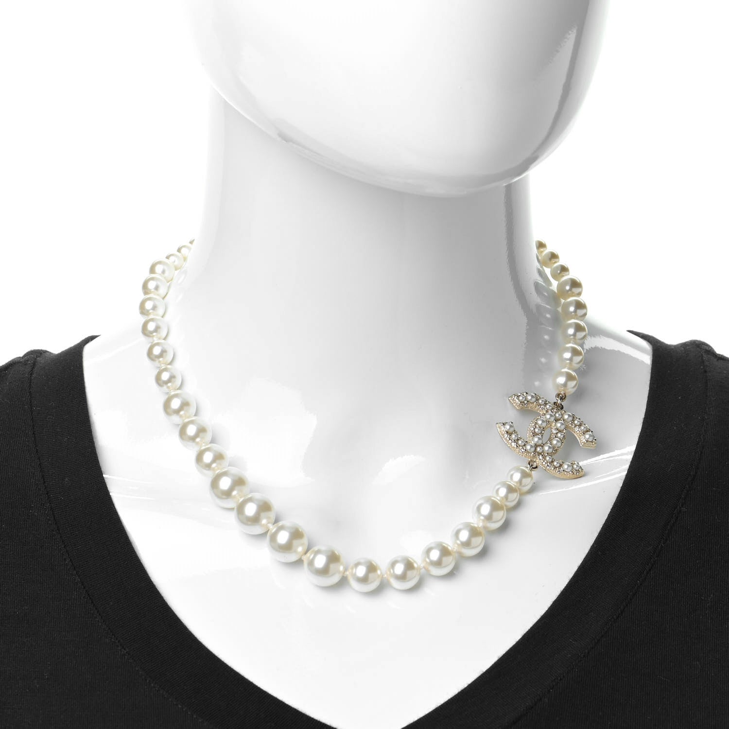 Chanel Pearl CC 100th Anniversary Necklace Light Gold 2 of 5