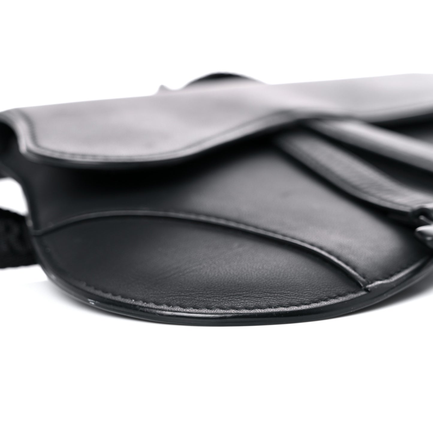 Ultra Matte Calfskin Saddle Belt Bag Black