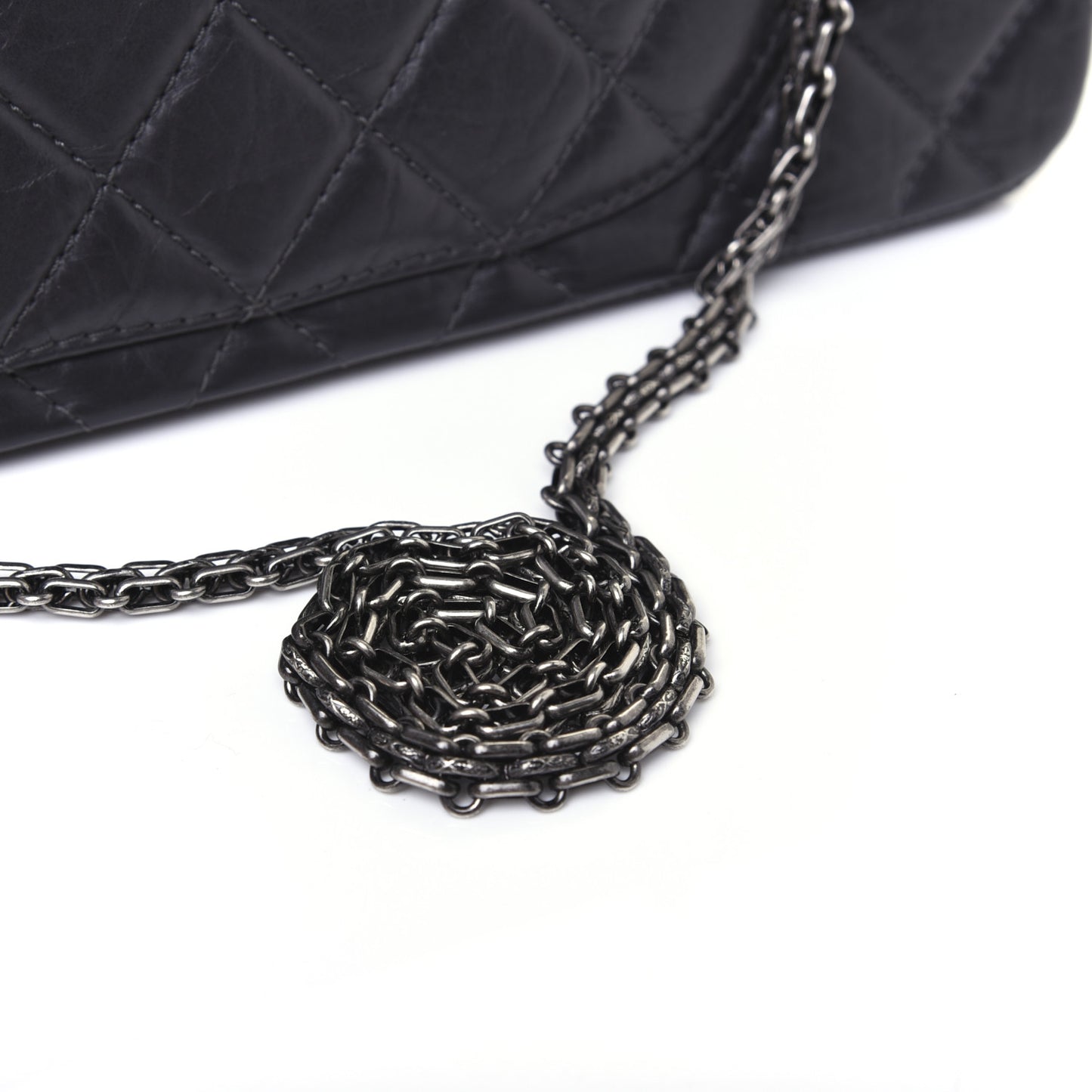 Aged Calfskin Quilted 2.55 Reissue 227 Flap Dark Grey