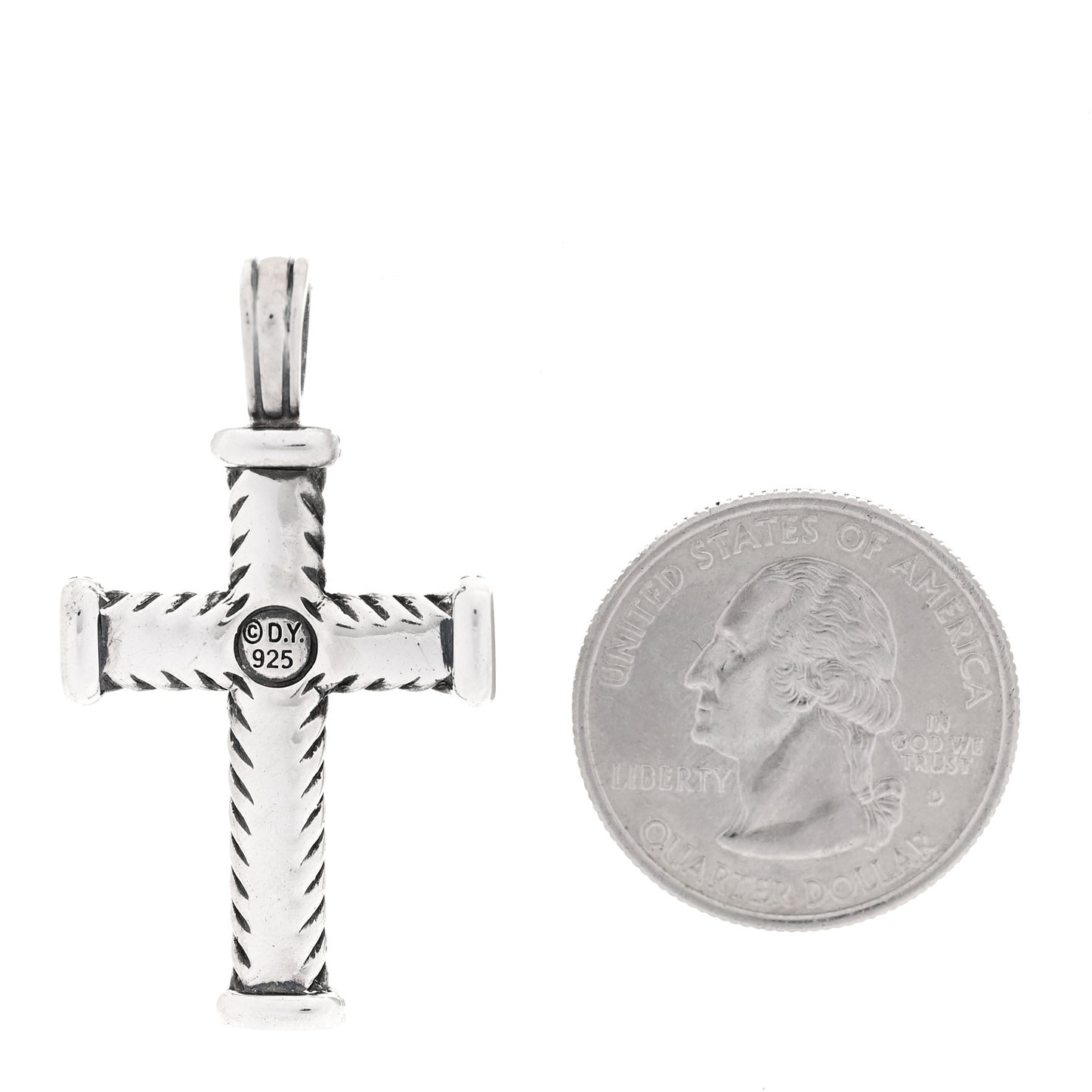 Sterling Silver Diamond Chevron Cross Pendant