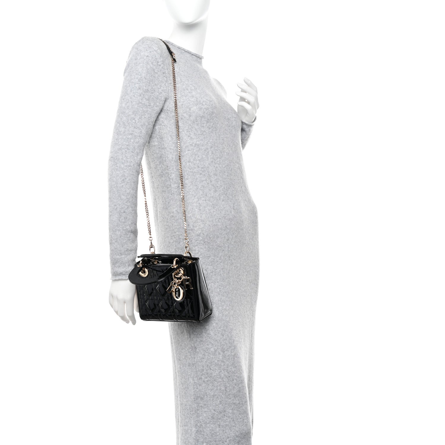 Christian Dior Patent Cannage Mini Lady Dior Black 2 of 9